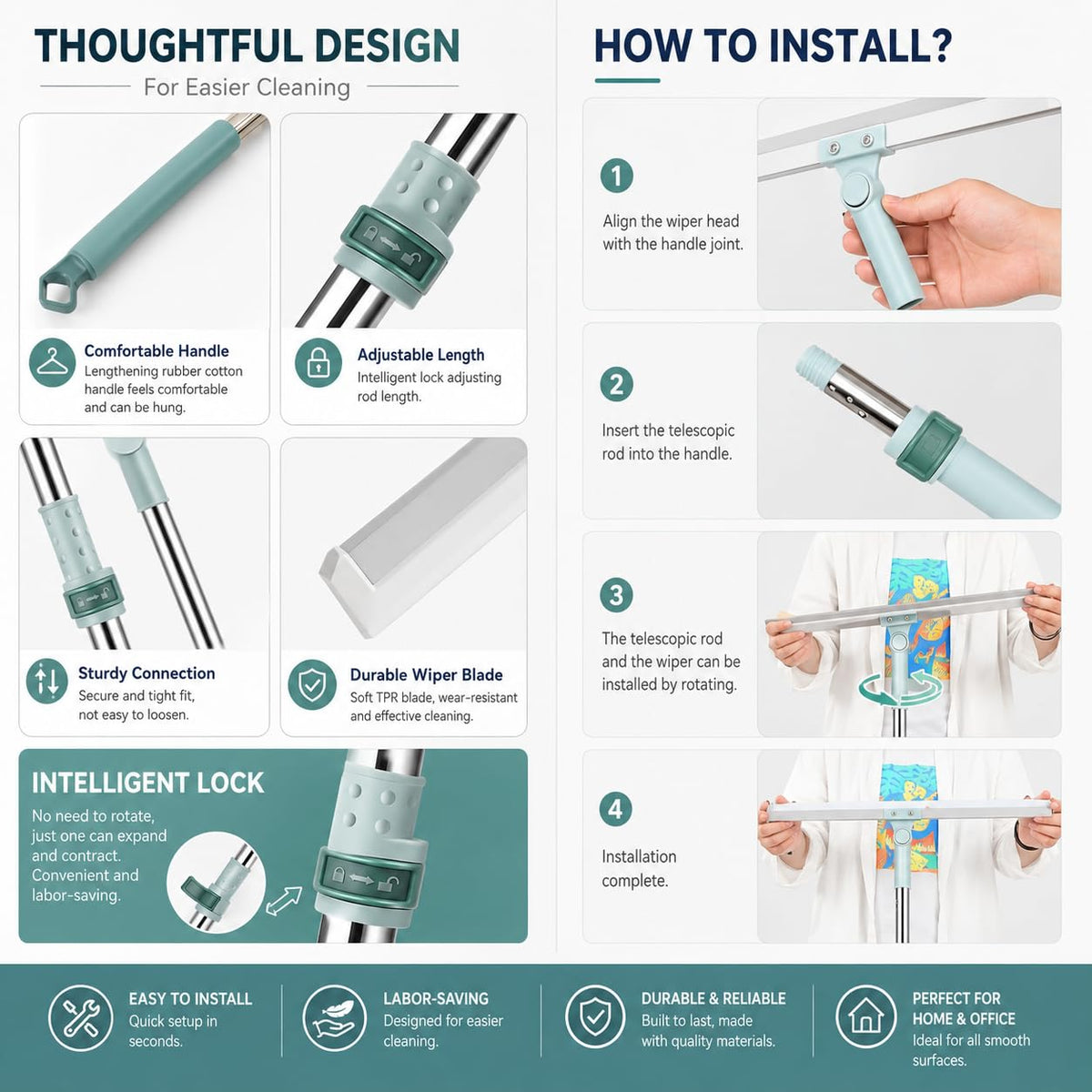 Rotating Bathroom Wiper 360