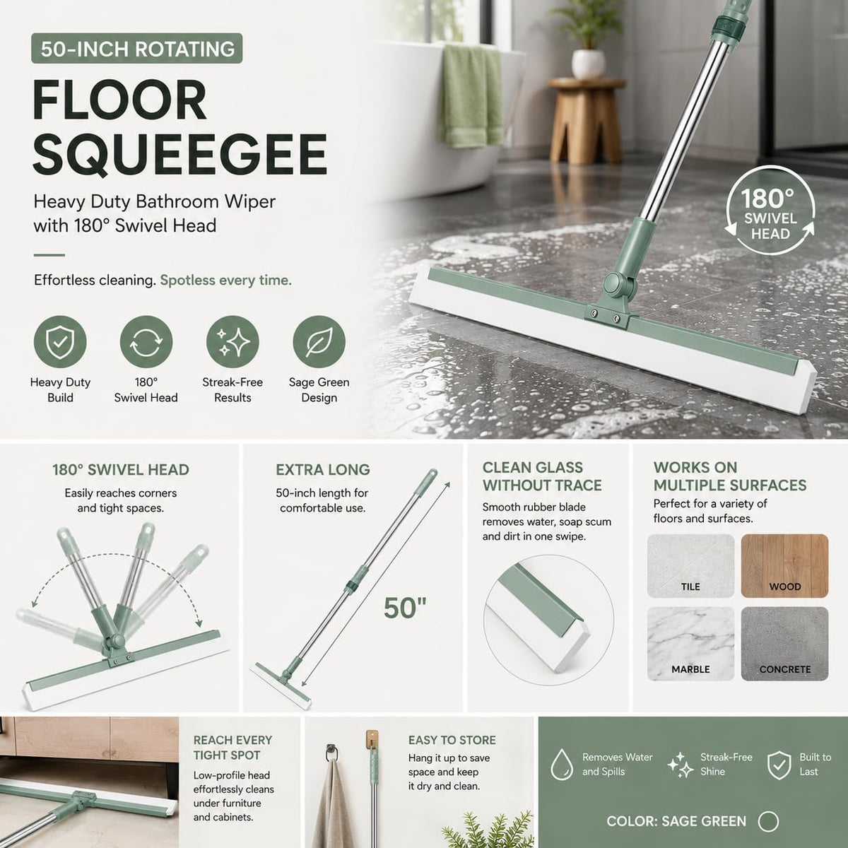 Rotating Bathroom Wiper 360
